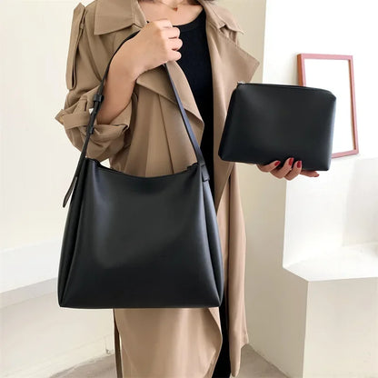 Tasche aus Echtleder + Necessaire - Glass