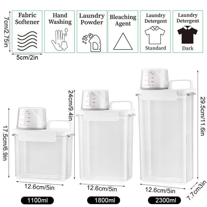 Airtight Laundry Detergent Dispenser Leak-Proof Refillable Empty Tank for Powder Softener Bleach Storage Container with Labels - Lily Depot