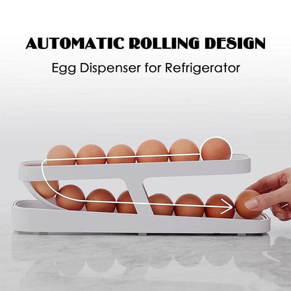 Automatic Rolling Design Egg Dispenser for Refrigerator Kitchen Tools Eggs Storage Box Space Saving Two Tiers Accessories Gadget - Lily Depot