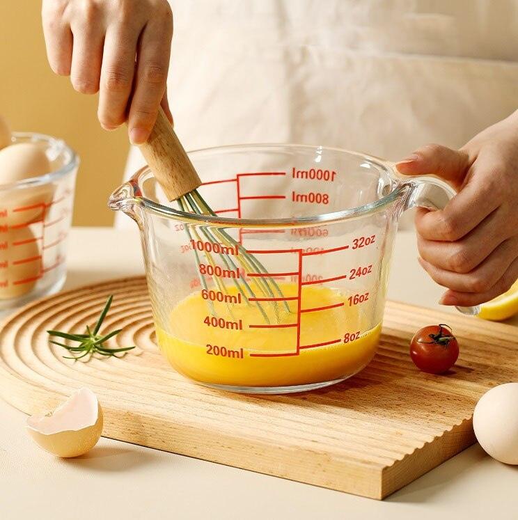 Bake measuring cup Thickened Tempered Glass Heat Resisting Creative Handle Egg Cake Cup Microwave Tool Kitchen Dining Accessorie - Lily Depot