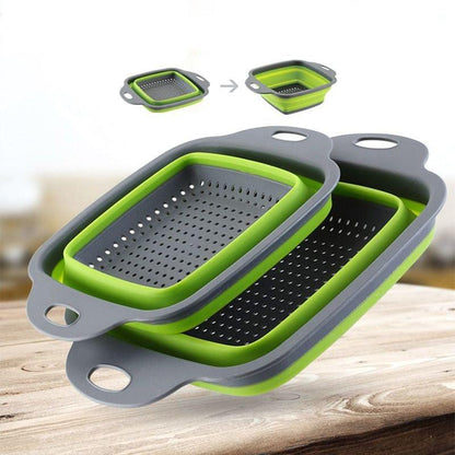 Basket Foldable Strainer Colander Collapsible Drainer Kitchen Storage Tool Silicone Folding Drain Basket Fruit Vegetable Washing - Lily Depot