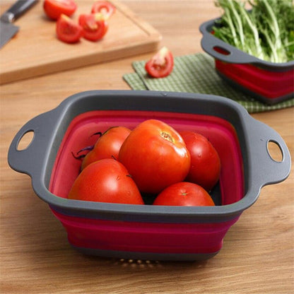 Basket Foldable Strainer Colander Collapsible Drainer Kitchen Storage Tool Silicone Folding Drain Basket Fruit Vegetable Washing - Lily Depot