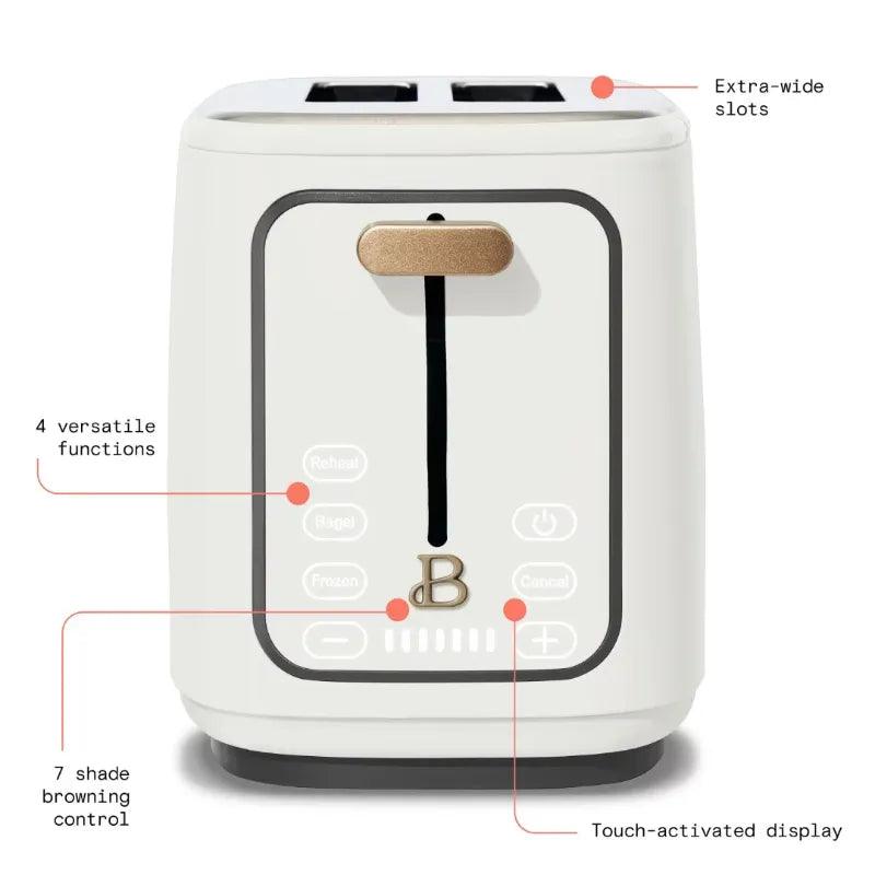 Beautiful 2 Slice Touchscreen Toaster, White Icing by Drew Barrymore - Lily Depot