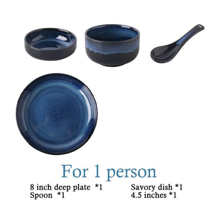 Blue Kiln Transformed Ceramic Tableware Dinner Plates Set Dish Kitchen Dishes Plate Sets Charger Eat Dining Bar Home Garden - Lily Depot