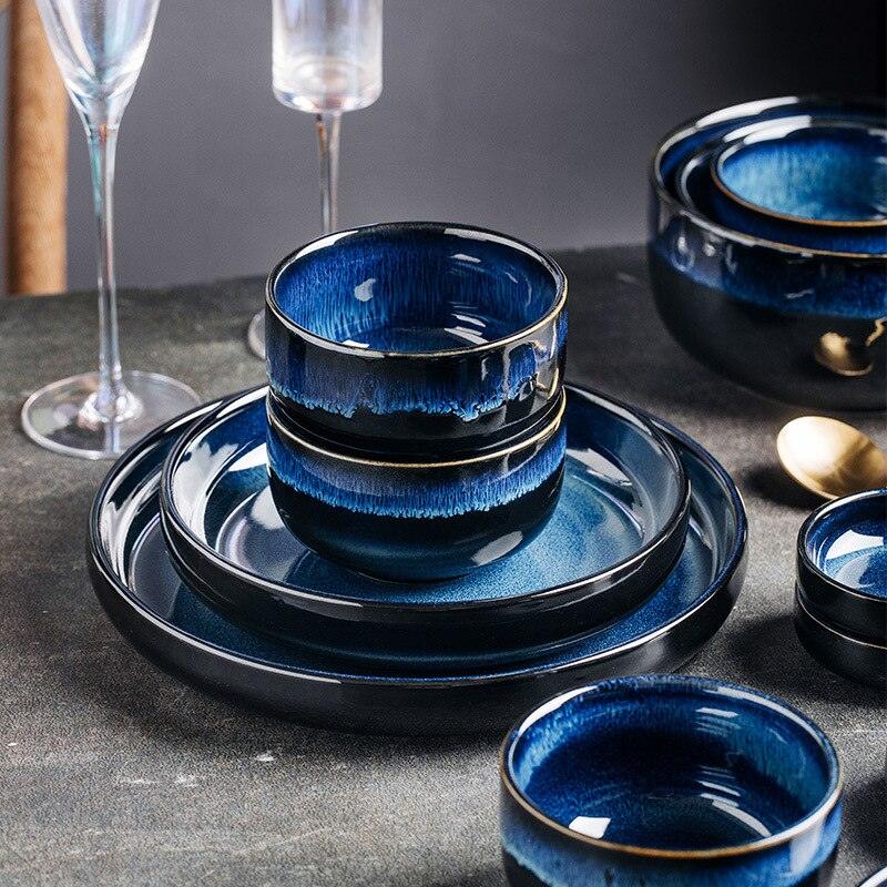 Blue Kiln Transformed Ceramic Tableware Dinner Plates Set Dish Kitchen Dishes Plate Sets Charger Eat Dining Bar Home Garden - Lily Depot