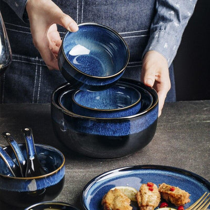 Blue Kiln Transformed Ceramic Tableware Dinner Plates Set Dish Kitchen Dishes Plate Sets Charger Eat Dining Bar Home Garden - Lily Depot