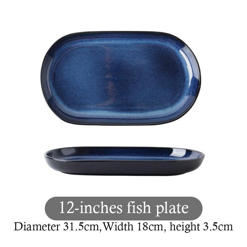 Blue Kiln Transformed Ceramic Tableware Dinner Plates Set Dish Kitchen Dishes Plate Sets Charger Eat Dining Bar Home Garden - Lily Depot