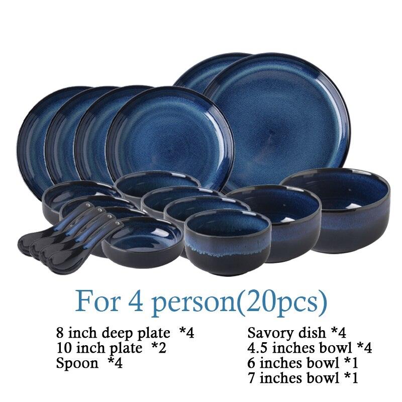 Blue Kiln Transformed Ceramic Tableware Dinner Plates Set Dish Kitchen Dishes Plate Sets Charger Eat Dining Bar Home Garden - Lily Depot