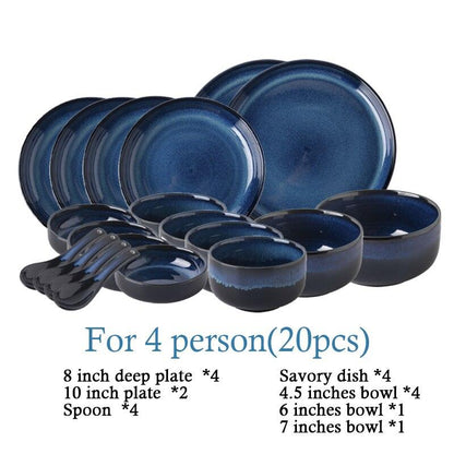 Blue Kiln Transformed Ceramic Tableware Dinner Plates Set Dish Kitchen Dishes Plate Sets Charger Eat Dining Bar Home Garden - Lily Depot