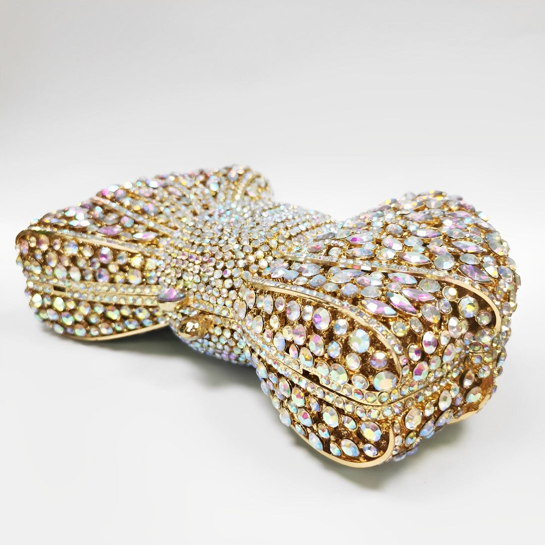 Clutch mit Schleife und Strass Bianca