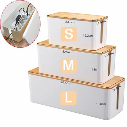 New Wooden Home Office Cable Storage Box Dustproof High Quality Universal Strip Case Charger Socket Network Line Storage Bin - Lily Depot