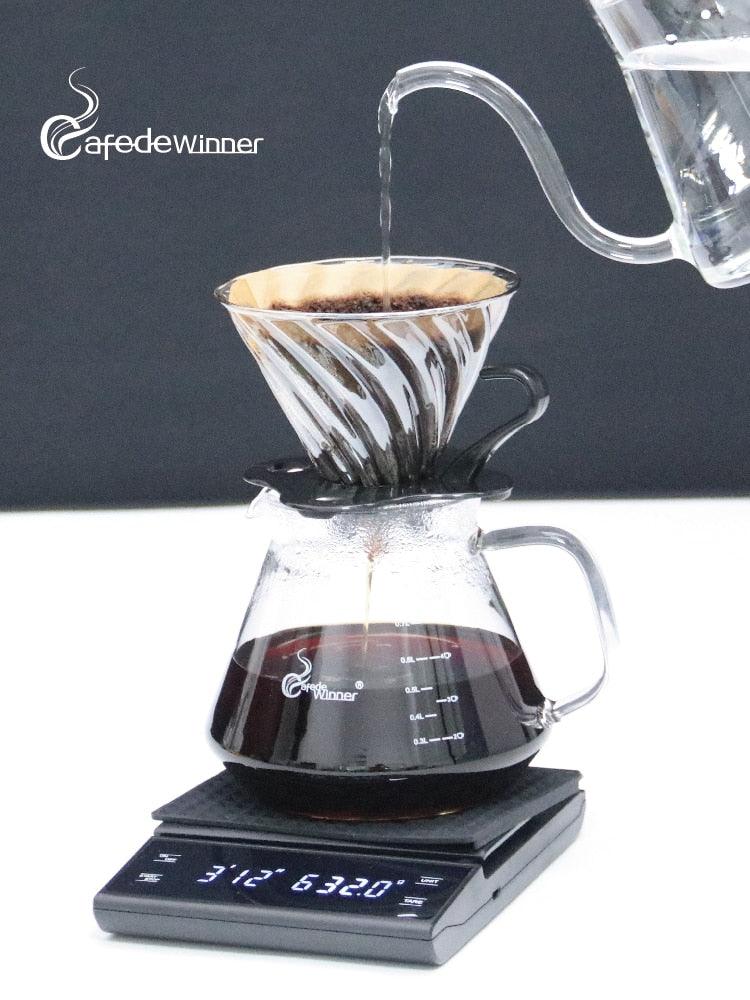 CAFEDEWINNER hand drip coffee scale 0.1g/3kg precision sensors kitchen food scale with Timer include Waterproof Protective pad - Lily Depot