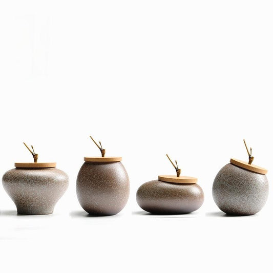 Ceramic Tea Caddy Sealed Jar Stoneware Storage Box Food Container Storage Tank Tea Box Tea Organizer Candy Jar Decorative Jars - Lily Depot