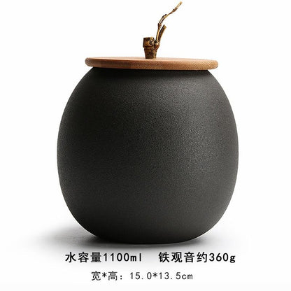 Ceramic Tea Caddy Sealed Jar Stoneware Storage Box Food Container Storage Tank Tea Box Tea Organizer Candy Jar Decorative Jars - Lily Depot