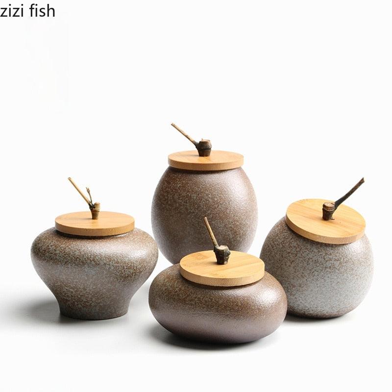 Ceramic Tea Caddy Sealed Jar Stoneware Storage Box Food Container Storage Tank Tea Box Tea Organizer Candy Jar Decorative Jars - Lily Depot