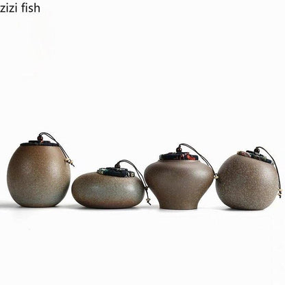 Ceramic Tea Caddy Sealed Jar Stoneware Storage Box Food Container Storage Tank Tea Box Tea Organizer Candy Jar Decorative Jars - Lily Depot