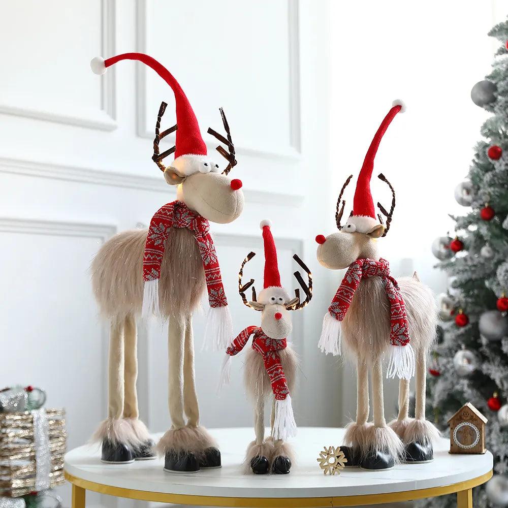 Christmas Large Standing Elk Doll Plush Reindeer Dolls With LED Lights Navidad Ornaments Christmas Home Decor Kids Gift - Lily Depot