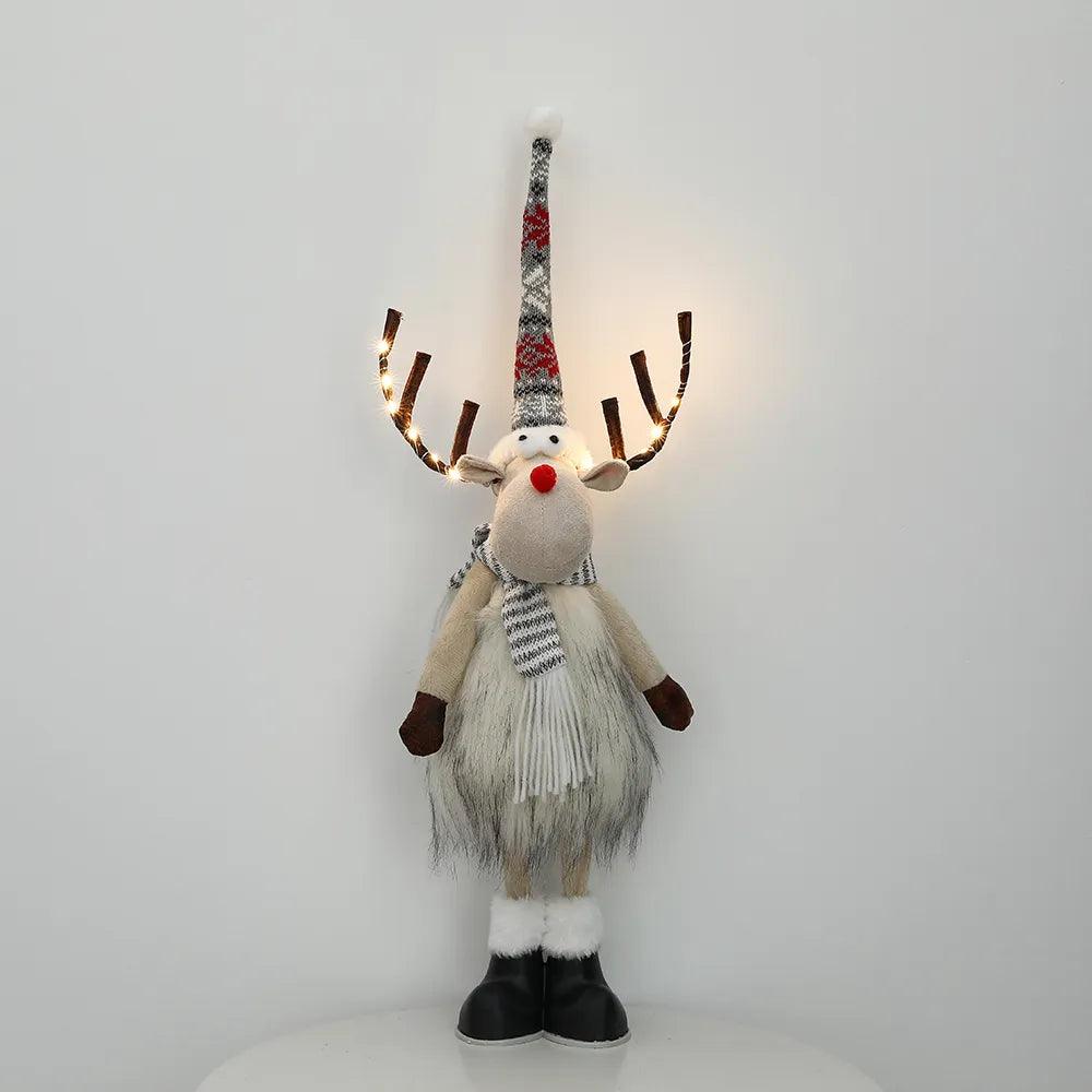 Christmas Large Standing Elk Doll Plush Reindeer Dolls With LED Lights Navidad Ornaments Christmas Home Decor Kids Gift - Lily Depot
