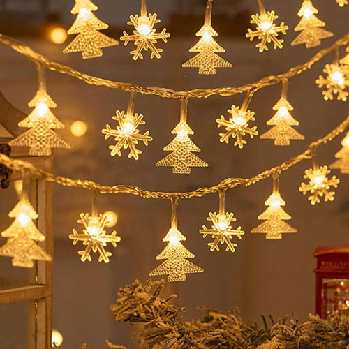 Christmas Tree Snowflake LED String Lights Banner Christmas Decoration 2023 for Home Navidad Xmas Tree Decor Fairy Light Pendant - Lily Depot