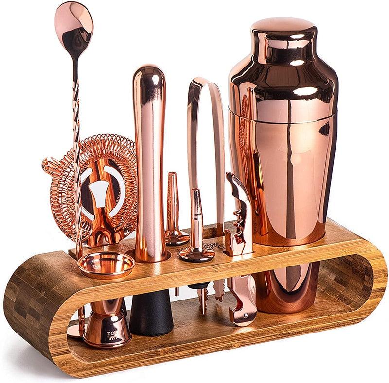 Cocktail Bar set Mixology Bartender Kit: 10-Piece Bar Tool Set with Stylish Bamboo Stand - Lily Depot