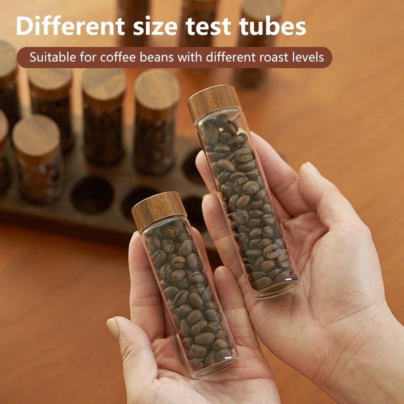 Coffee Beans Storage Container Tube Display Rack Tea Bottle Glass Single Dose Espresso Accessory Coffeware Set Barista Tool Gift - Lily Depot