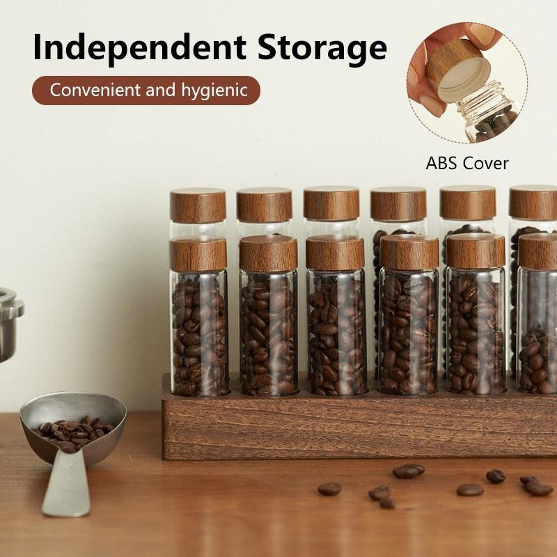 Coffee Beans Storage Container Tube Display Rack Tea Bottle Glass Single Dose Espresso Accessory Coffeware Set Barista Tool Gift - Lily Depot