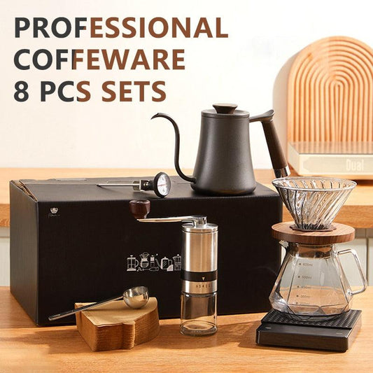 Coffee Set Coffee Accessories Manual Grinder Mill Glass Pot with Filter Dripper Gooseneck Kettle Specialized BaristaSet - Lily Depot