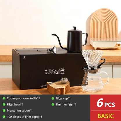 Coffee Set Coffee Accessories Manual Grinder Mill Glass Pot with Filter Dripper Gooseneck Kettle Specialized BaristaSet - Lily Depot