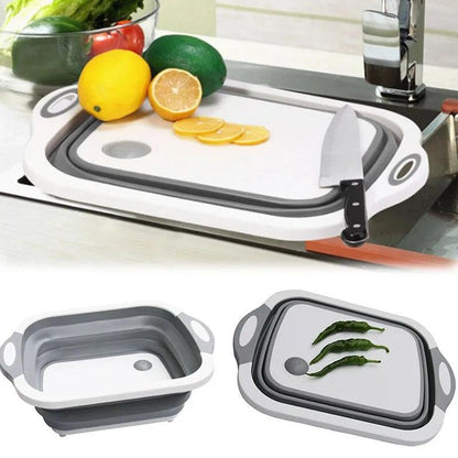Collapsible Kitchen Cutting Board Multifunction Plastic Silicone Picnic Cutting Boards Dish 3 In 1 Folding Drain Baskets - Lily Depot
