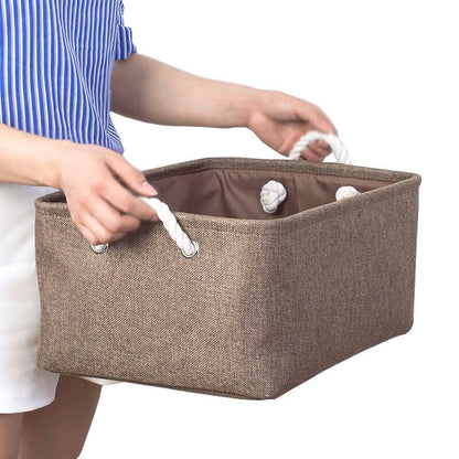 Cotton Linen Folding Storage Baskets Kids Toys Organizer Clothes and Sundries Storage Box Cabinet Storage Bag Laundry Basket - Lily Depot