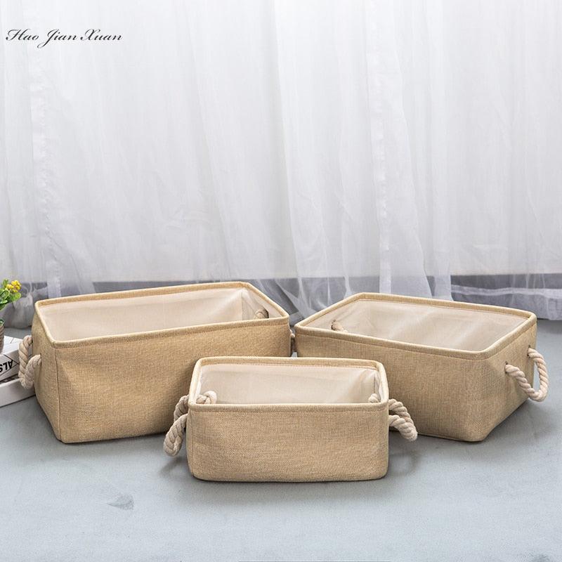 Cotton Linen Folding Storage Baskets Kids Toys Organizer Clothes and Sundries Storage Box Cabinet Storage Bag Laundry Basket - Lily Depot