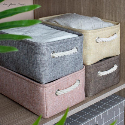 Cotton Linen Folding Storage Baskets Kids Toys Organizer Clothes and Sundries Storage Box Cabinet Storage Bag Laundry Basket - Lily Depot