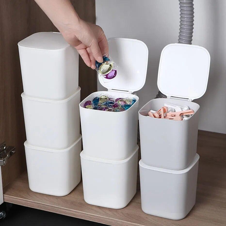 Countertop Storage Box Laundry Beads Container Multi-use Laundry Powder Box with Lid Washing Room Organizer - Lily Depot
