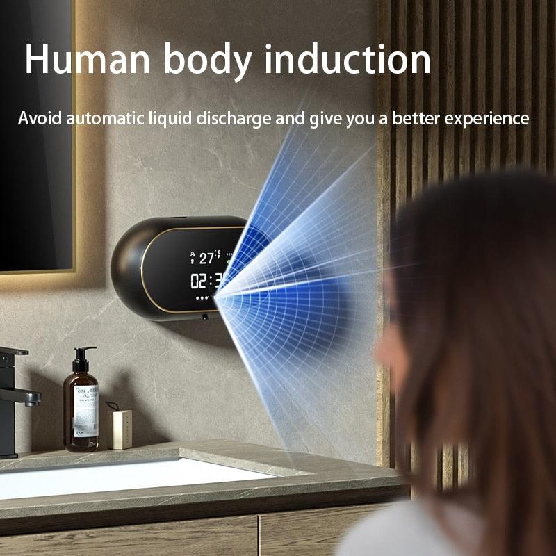 Creative Liquid Foam Soap Dispensers Time Temperature Display Human Body Induction Hand Wash Waterproof Automatic Soap Dispenser - Lily Depot