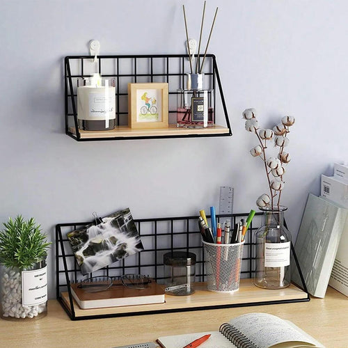 Creative wall mounted shelves, bedroom walls, iron wall hanging baskets, storage racks, storage baskets, hanging racks - Lily Depot