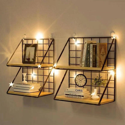 Creative wall mounted shelves, bedroom walls, iron wall hanging baskets, storage racks, storage baskets, hanging racks - Lily Depot