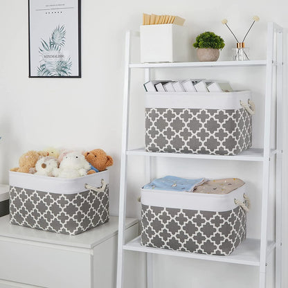 Cube Large Folding Storage Box Canvas Fabric Cubes For Shelves Clothes Toys Books Perfect Organizer Foldable Basket With Handles - Lily Depot