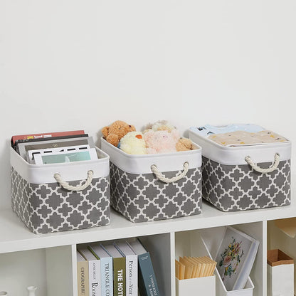 Cube Large Folding Storage Box Canvas Fabric Cubes For Shelves Clothes Toys Books Perfect Organizer Foldable Basket With Handles - Lily Depot