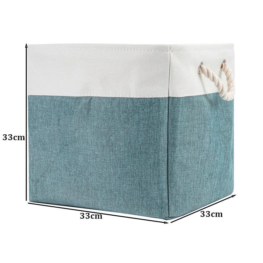 Cube Large Folding Storage Box Canvas Fabric Cubes For Shelves Clothes Toys Books Perfect Organizer Foldable Basket With Handles - Lily Depot