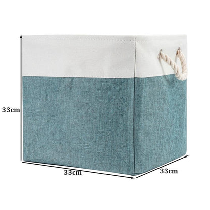 Cube Large Folding Storage Box Canvas Fabric Cubes For Shelves Clothes Toys Books Perfect Organizer Foldable Basket With Handles - Lily Depot