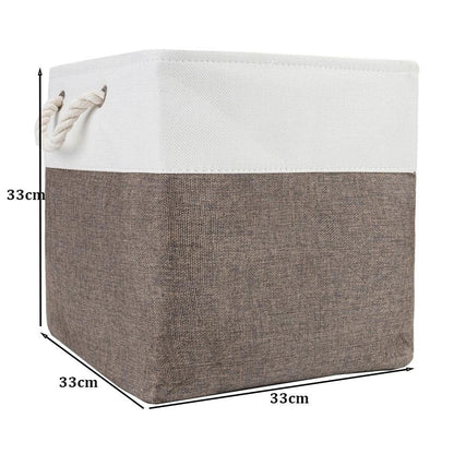 Cube Large Folding Storage Box Canvas Fabric Cubes For Shelves Clothes Toys Books Perfect Organizer Foldable Basket With Handles - Lily Depot