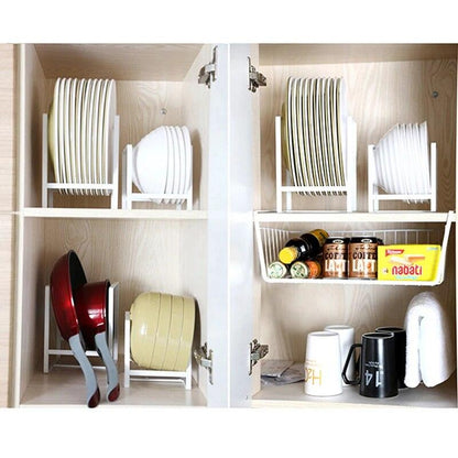 Cupboard Hanging Under Shelf Storage Iron Mesh Basket Cabiniet Door Organizer Rack Plate Dish Closet Holders Storage Basket Rack - Lily Depot
