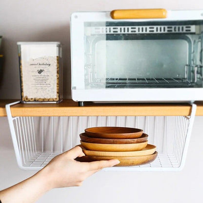 Cupboard Hanging Under Shelf Storage Iron Mesh Basket Cabiniet Door Organizer Rack Plate Dish Closet Holders Storage Basket Rack - Lily Depot