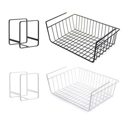 Cupboard Hanging Under Shelf Storage Iron Mesh Basket Cabiniet Door Organizer Rack Plate Dish Closet Holders Storage Basket Rack - Lily Depot