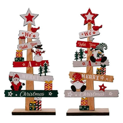 Desktop Christmas Tree Ornament Santa Claus Merry Christmas Wooden Sign Plaque 2023 Xmas Decoration for Home 2024 New Year Gift - Lily Depot