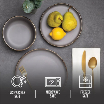 Dinnerware Ava Stoneware, 12 Piece Set Dishes and Plates Sets - Lily Depot