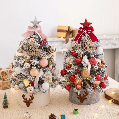 Diy Artificial Christmas Tree with LED Mini Desktop Pine PVC Christmas Decoration 2023 New Year Tree Christmas Ornaments 45/60cm - Lily Depot