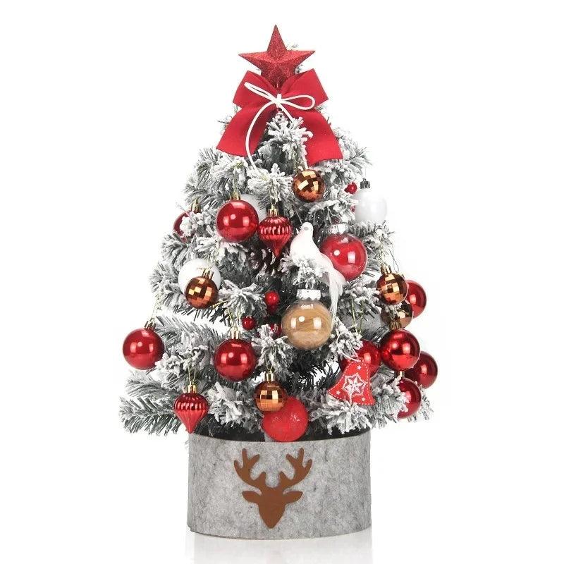 Diy Artificial Christmas Tree with LED Mini Desktop Pine PVC Christmas Decoration 2023 New Year Tree Christmas Ornaments 45/60cm - Lily Depot