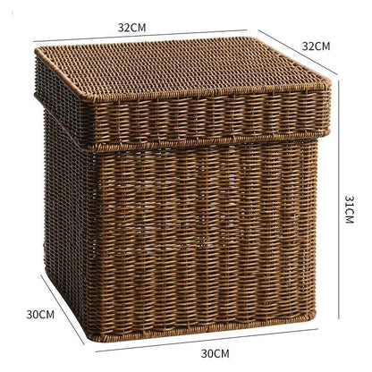 Echome Storage Box Large Bedroom Clothes Storage Box with Lid Imitation Rattan Woven with Lid Storage Basket In-Wardrobe Basket - Lily Depot