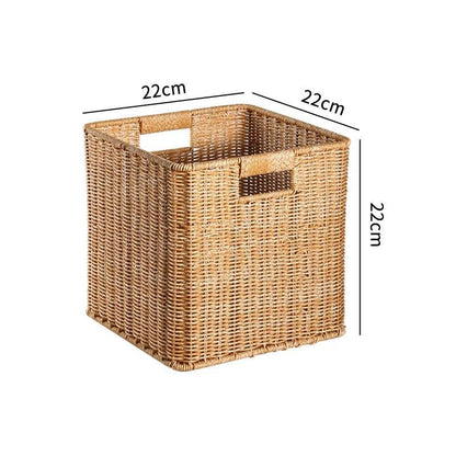 Echome Storage Box Large Bedroom Clothes Storage Box with Lid Imitation Rattan Woven with Lid Storage Basket In-Wardrobe Basket - Lily Depot